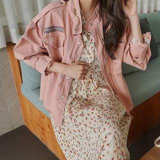 Fray-hem Loose-fit Safari Jacket