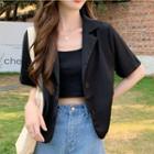 Short-sleeve Single-breasted Cropped Blazer