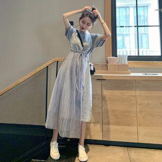 Patchwork Mesh T-shirt Dress