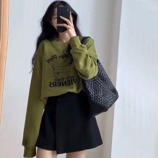 Set: Dog Print Sweatshirt + Mini A-line Skort