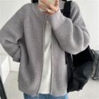 Round-neck Zip-up Sweater Jacket