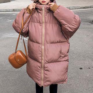 Couple Matching Printed Padded Hooded Zip-up Coat