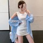 Drawstring-side Mini Tank Dress / Loose-fit Light Shirt