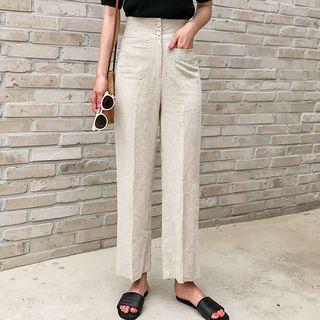 High-waist Linen Blend Dress Pants