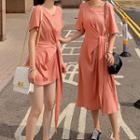 Side Tie Short-sleeve T-shirt / T-shirt Dress