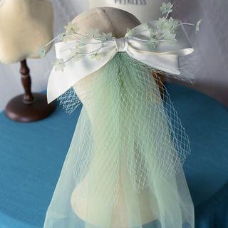 Bow Wedding Headpiece Light Green - One Size