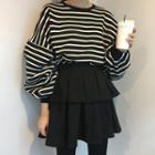 Striped Pullover / Mini Layered Skirt
