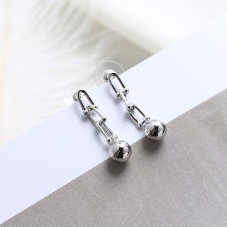 925 Sterling Silver Bead Drop Earring 1 Pair - Silver - One Size