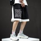 Mock Two-piece Lettering Straight Leg Sweatshorts