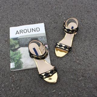 Ankle-strap Metal-trim Flat Sandals