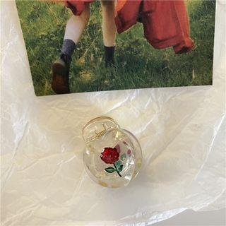 Flower Transparent Hair Clamp Red Rosse - Transparent - One Size