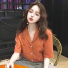 Short-sleeve Peaked Lapel Shirt