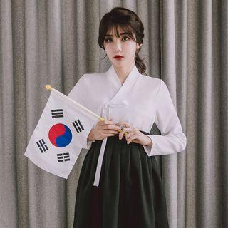 Modern Hanbok Plain & Black Skirt 2 Pieces Set