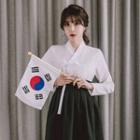 Modern Hanbok Plain & Black Skirt 2 Pieces Set
