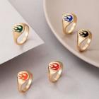 Set Of 5: Flame Drip Glaze Signet Rings 20144-5 - Set - Gold - One Size
