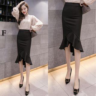 Frill Trim Fitted Skirt