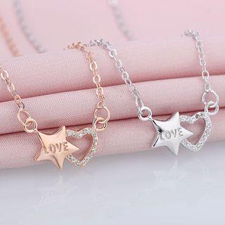 Rhinestone Heart Alloy Star Pendant Necklace