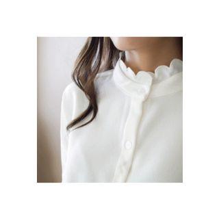 Scallop-neck Wide-cuff Blouse