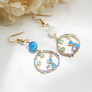 Cat Eye Stone Mini Hoop Dangle Earring