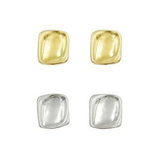 Silver Square Ear Studs