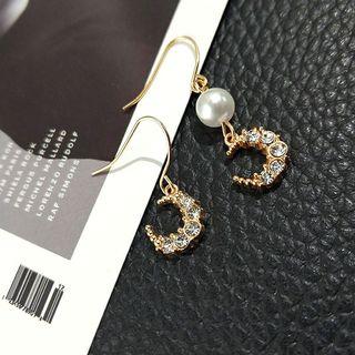 Rhinestone Moon Non-matching Dangle Earring