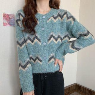 Zigzag Pattern Cropped Cardigan