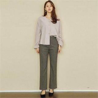 Slit-hem Herringbone Pants