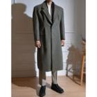 Pintuck-trim Wool Blend Long Coat
