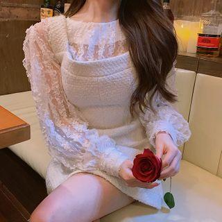 Lace Blouse / Sleeveless Tweed Dress