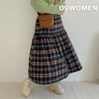 Plus Size Plaid Long Flannel Skirt
