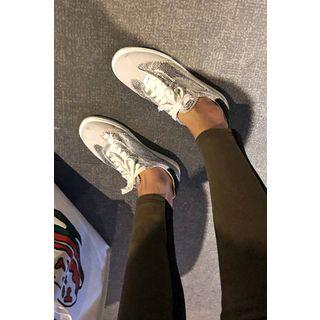 Glittered-trim Lace-up Sneakers