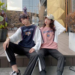 Couple-matching Lettering Print Sweatshirt / Straight-leg Pants / Set