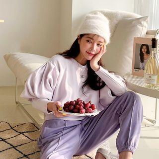 Mutton-sleeve Blouson Sweatshirt Light Violet - One Size