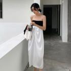 Strapless Two-tone Midi A-line Dress