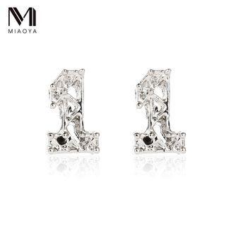 Numerical Alloy Earring 01-1608 - 1 Pair - Silver - One Size