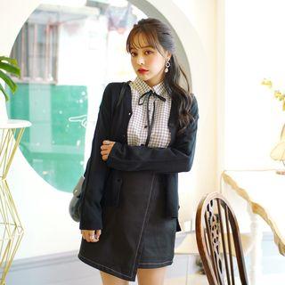 V-neck Slit-side Knit Cardigan