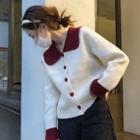 Collared Cardigan Red & White - One Size