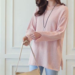 Slit-sleeve Long Knit Top