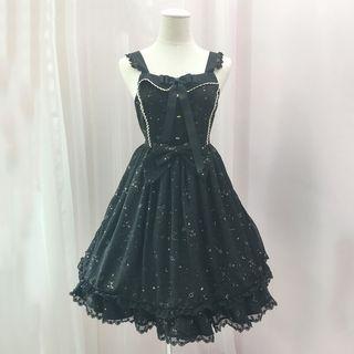 Sleeveless Printed A-line Dress With Hair Band