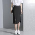 Rings-accent Asymmetric Midi Skirt