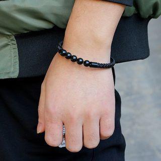 Color Agate Bead Genuine Leather Bracelet