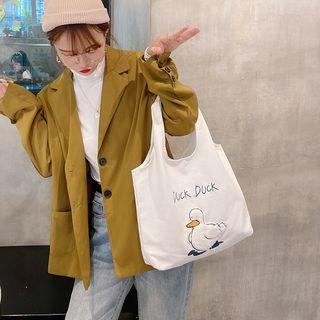 Duck Embroidered Canvas Shopper Bag