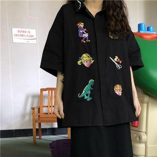 Short-sleeve Cartoon Embroidered Shirt