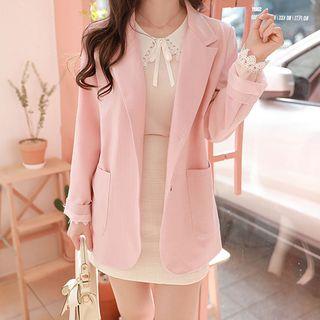 Single-breasted Loose-fit Blazer With Sash
