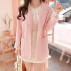 Single-breasted Loose-fit Blazer With Sash