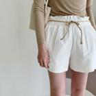Hemp Blend Wide Shorts With Cord