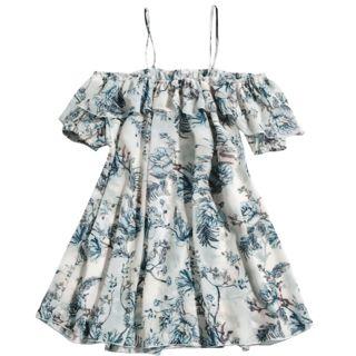 Set: Floral Print Halter Bikini + Beach Cover-up