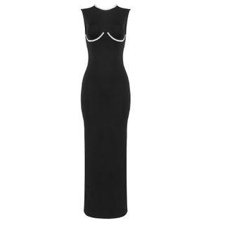 Sleeveless Metal Trim Maxi Dress