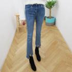 Tall Size Cutout-hem Boot-cut Jeans