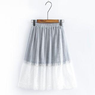 Lace Pleated Midi-skirt